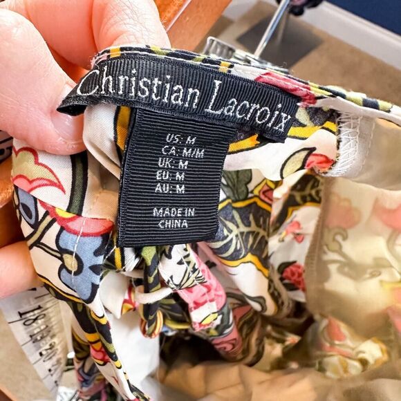 Christian Lacroix Floral Lace-up Back A-line Mini Twirl Dress Size M - Picture 8 of 10